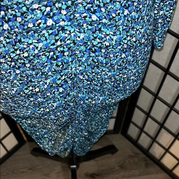 Zara Blue Puff Sleeve Sheath Dress - Picture 7 of 14